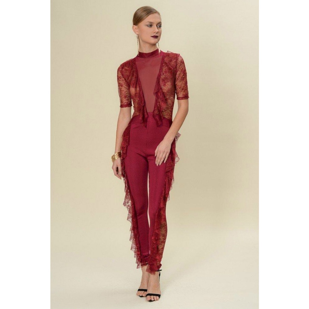 Sheer Lace Ruffled Jumpsuit - Picture 4 of 4